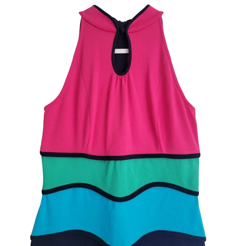 Lilly Pulitzer Colorblock Collared‎ Halter Neck Tiered Shift Marci Dress Small